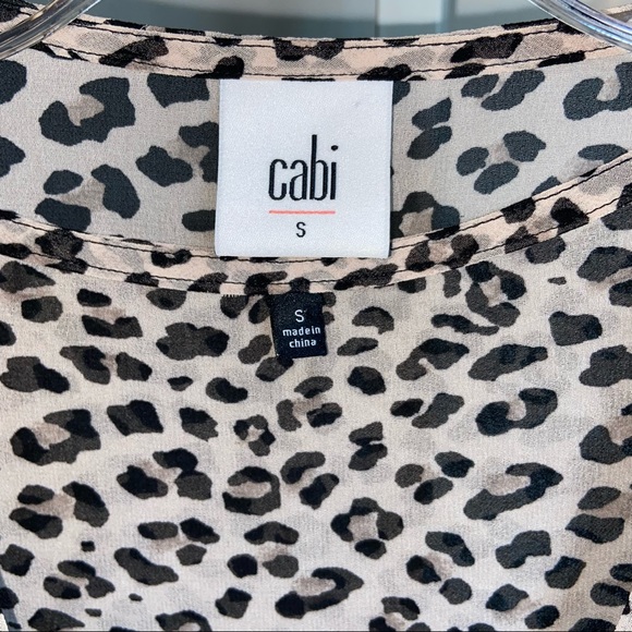 CAbi Cheetah Print Top Sheer Animal Print Chiffon Layered Flutter Tank #3612 - Picture 5 of 9